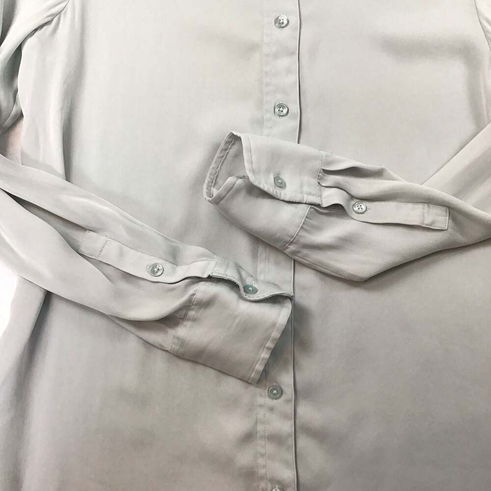 Quince Washable Silk Button-Down Long Sleeve Shirt Small Blue Chic - Picture 4 of 11